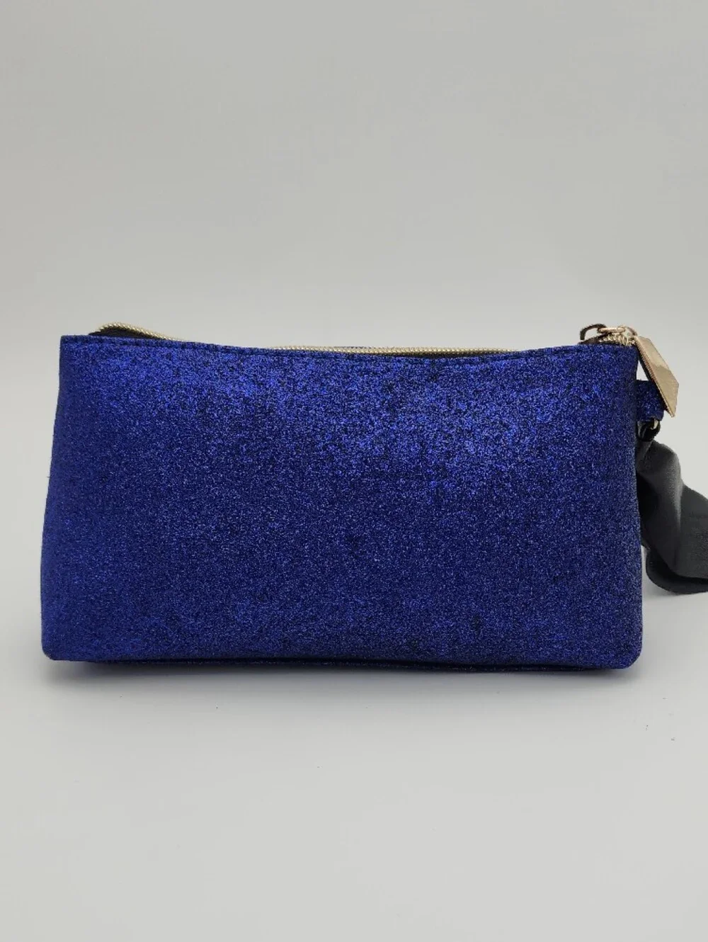 Victoria's Secret Glitter Cosmetic Pouch in Deep Blue with Gold Hardware